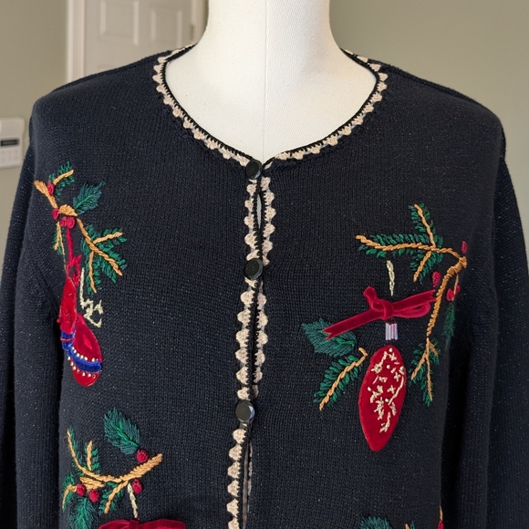 Vintage Tabi Women's Christmas Holiday Cardigan Sweater Embroidered Size M - Picture 4 of 16